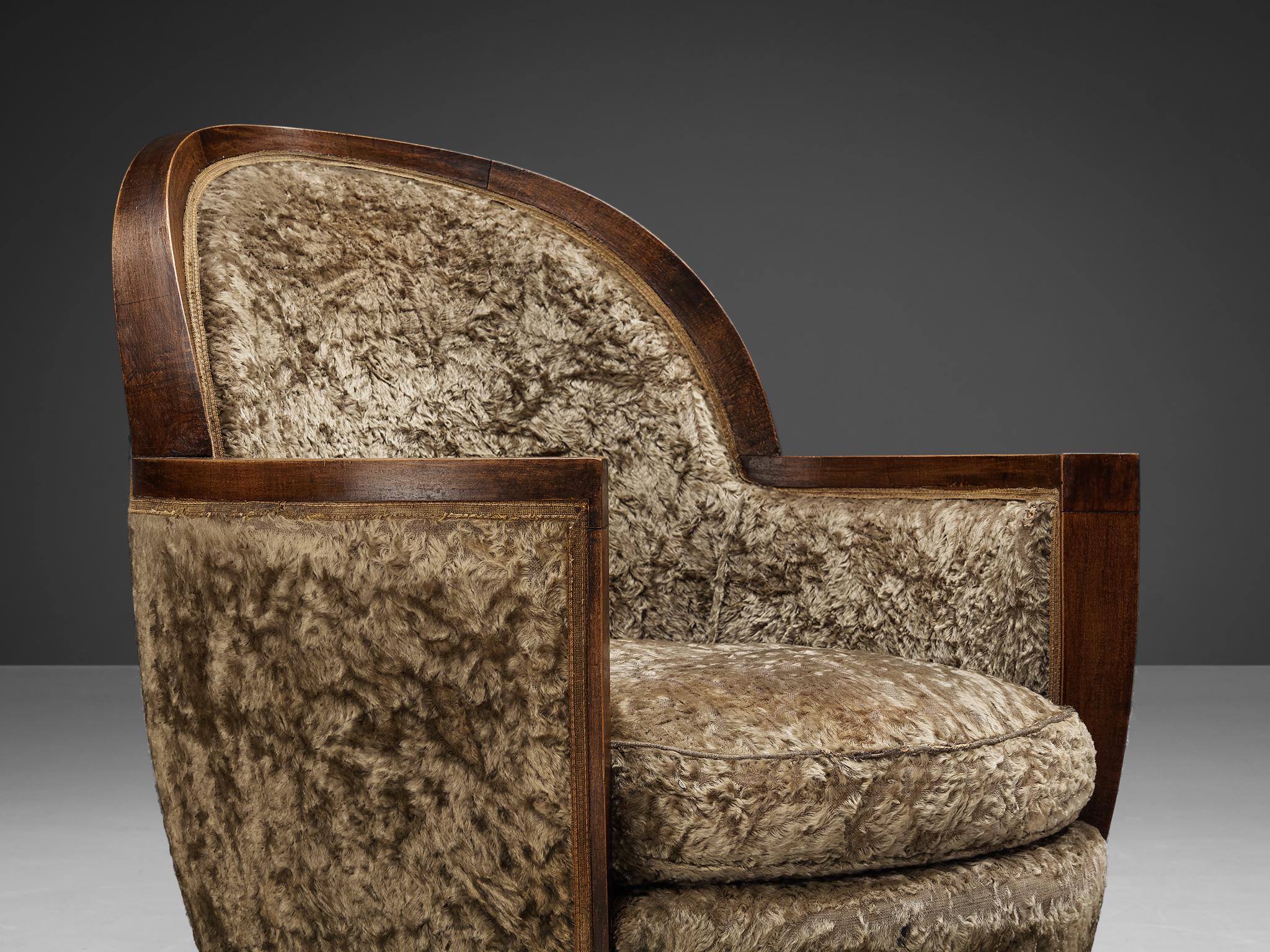 Gabriel Englinger Art Deco Lounge Chair in Velvet Upholstery