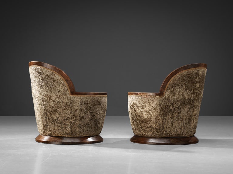 Gabriel Englinger Pair of Art Deco Lounge Chairs in Velvet Upholstery