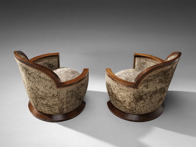 Gabriel Englinger Pair of Art Deco Lounge Chairs in Velvet Upholstery