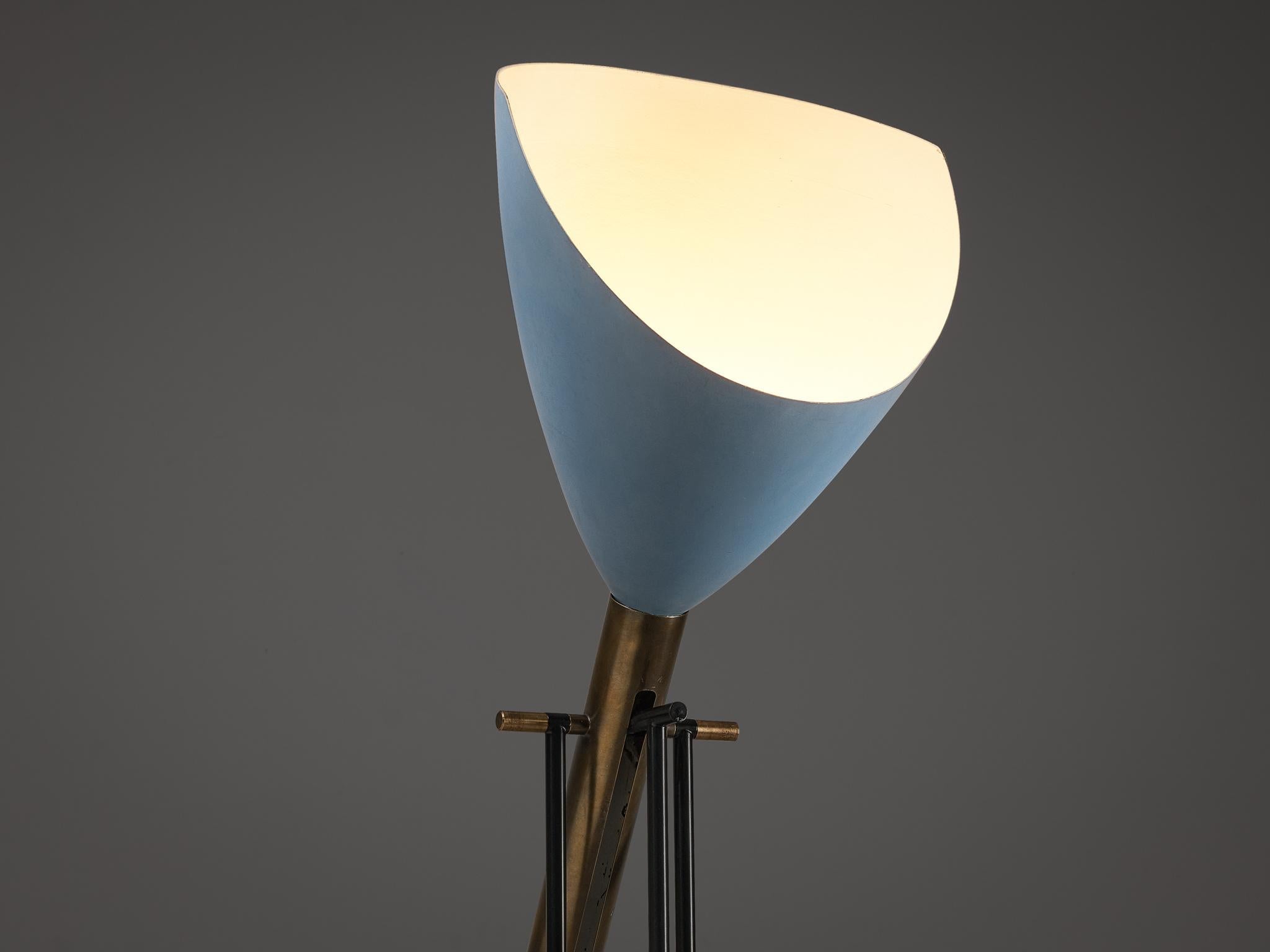 Angelo Lelii for Arredoluce ‘Televisione’ Floor Lamp in Brass and Aluminum