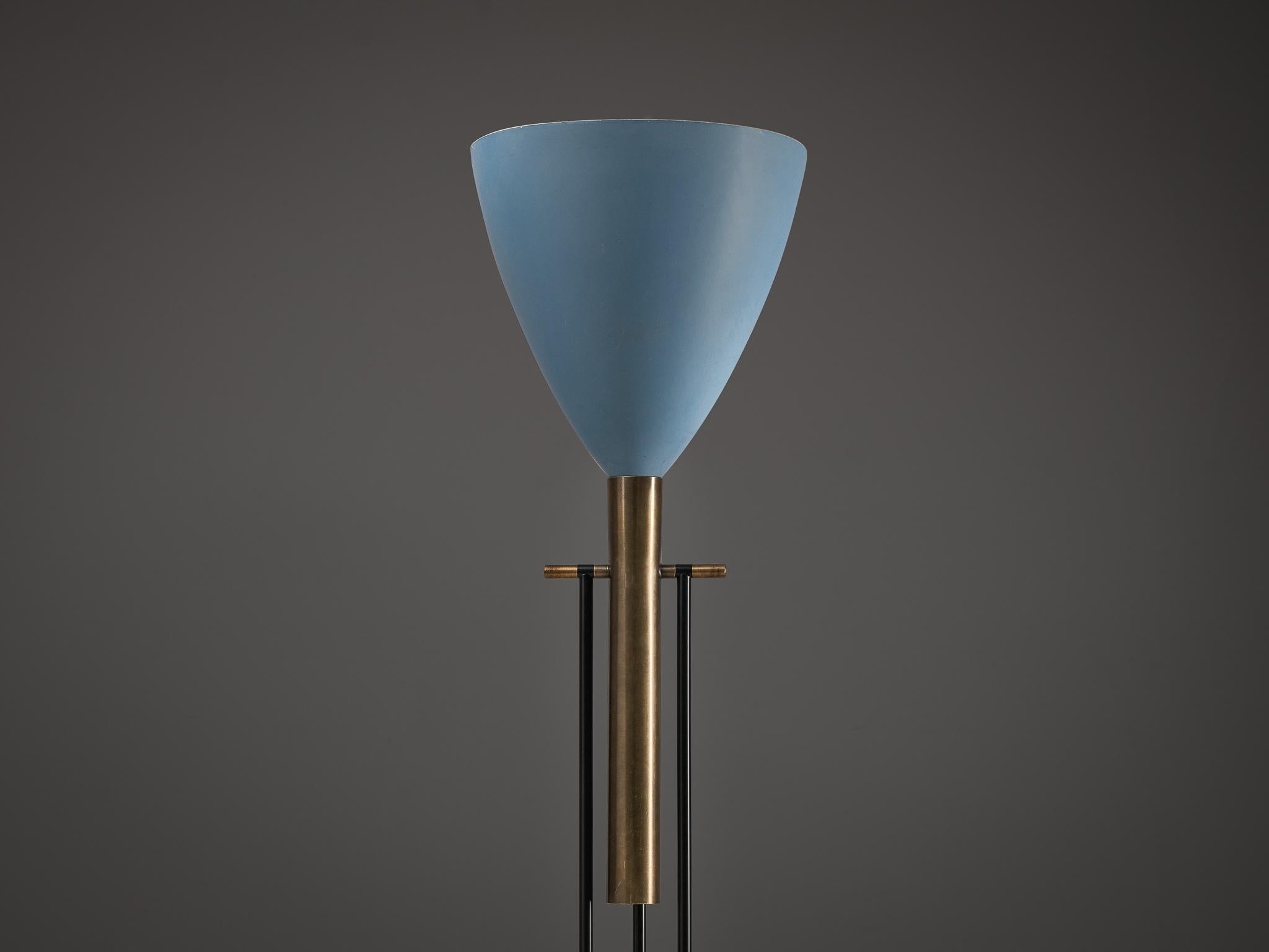 Angelo Lelii for Arredoluce ‘Televisione’ Floor Lamp in Brass and Aluminum