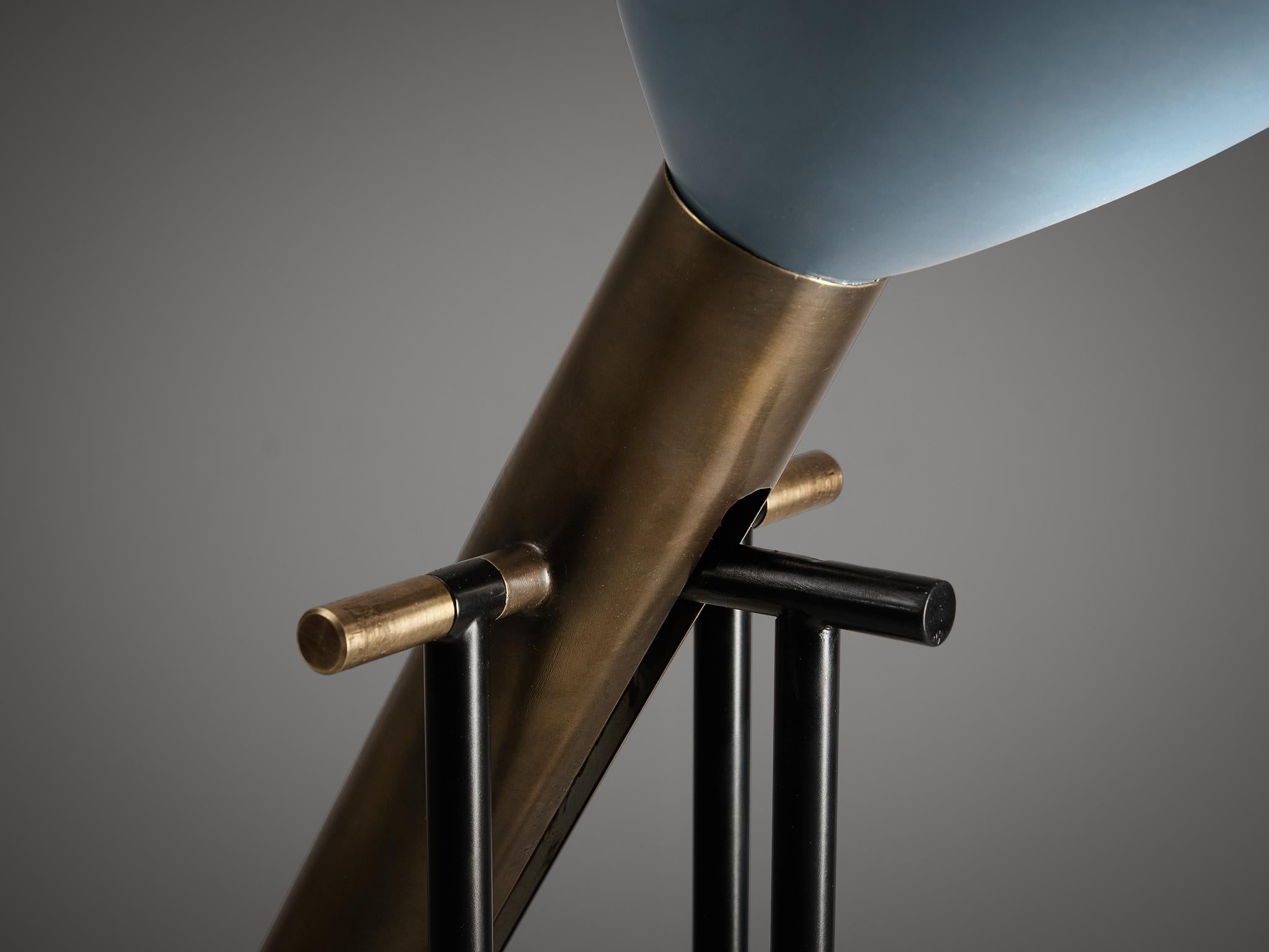 Angelo Lelii for Arredoluce ‘Televisione’ Floor Lamp in Brass and Aluminum