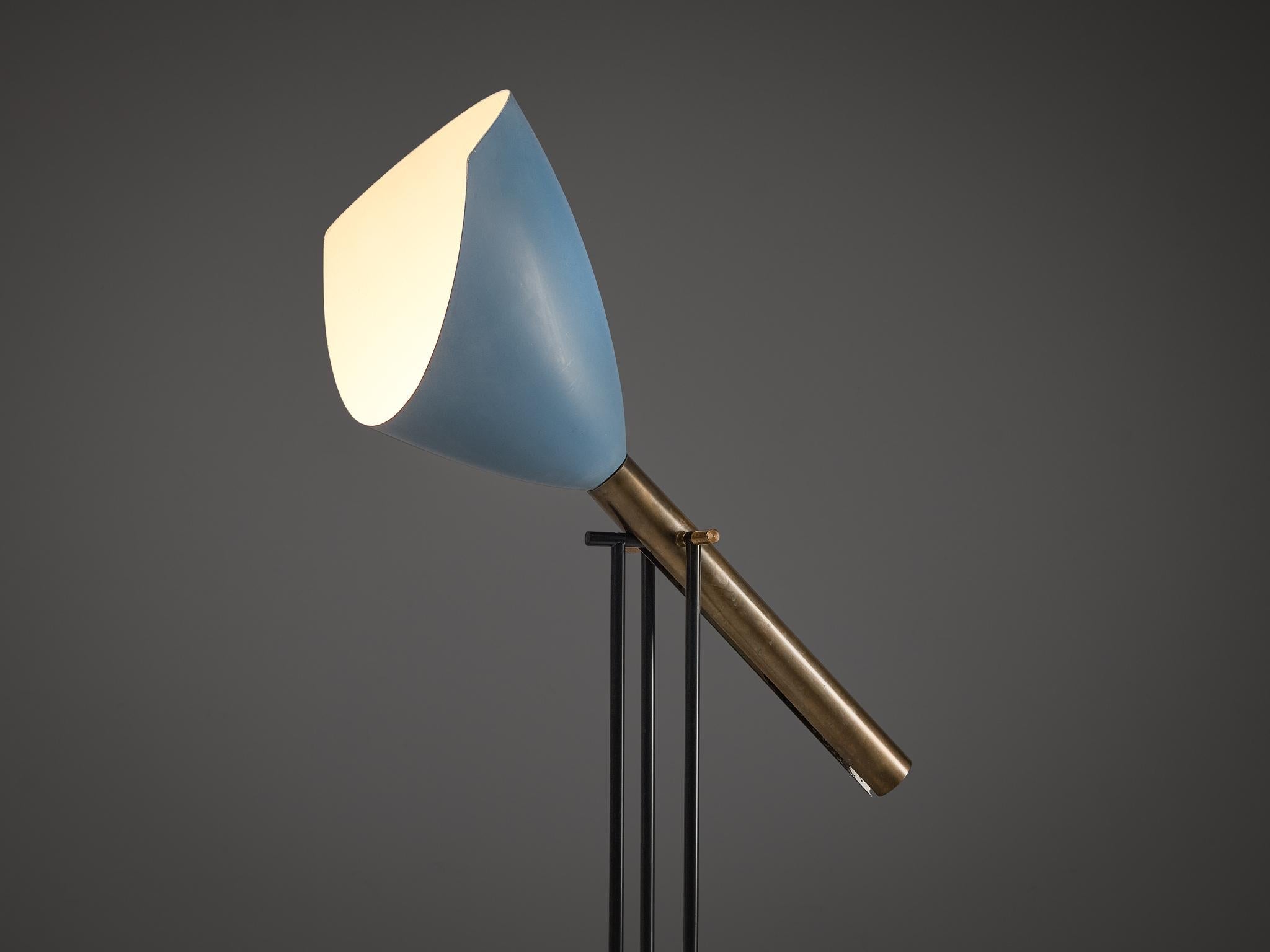 Angelo Lelii for Arredoluce ‘Televisione’ Floor Lamp in Brass and Aluminum