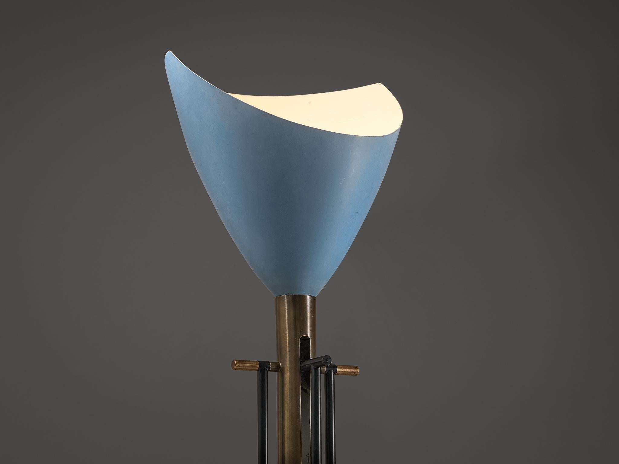 Angelo Lelii for Arredoluce ‘Televisione’ Floor Lamp in Brass and Aluminum