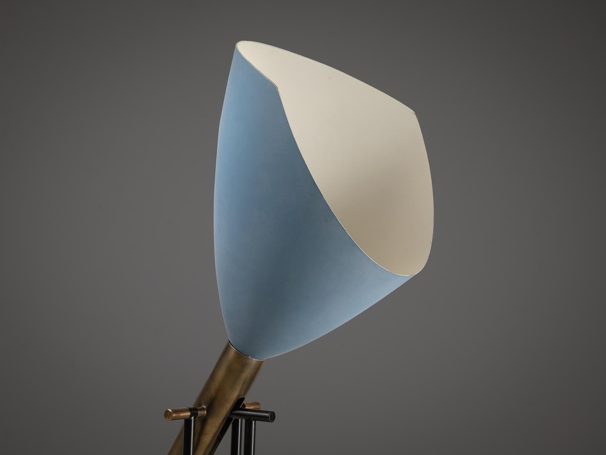 Angelo Lelii for Arredoluce ‘Televisione’ Floor Lamp in Brass and Aluminum