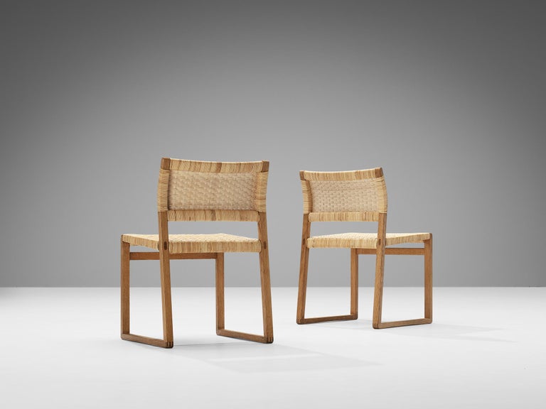 Børge Mogensen for Fredericia Dining Chairs ‘BM 61’ in Oak and Cane