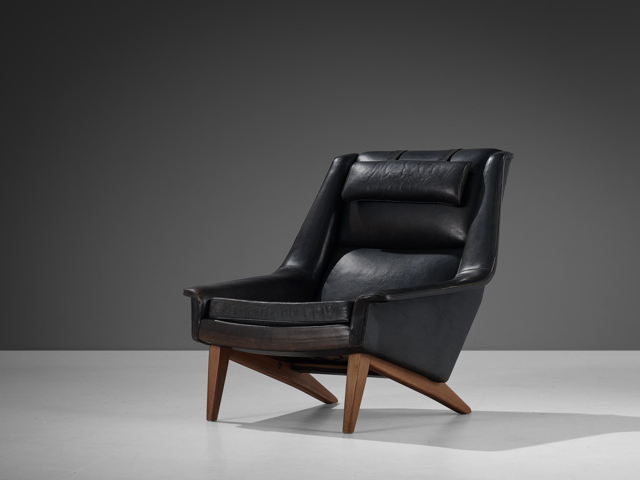 Folke Ohlsson Lounge Chair in Black Leather