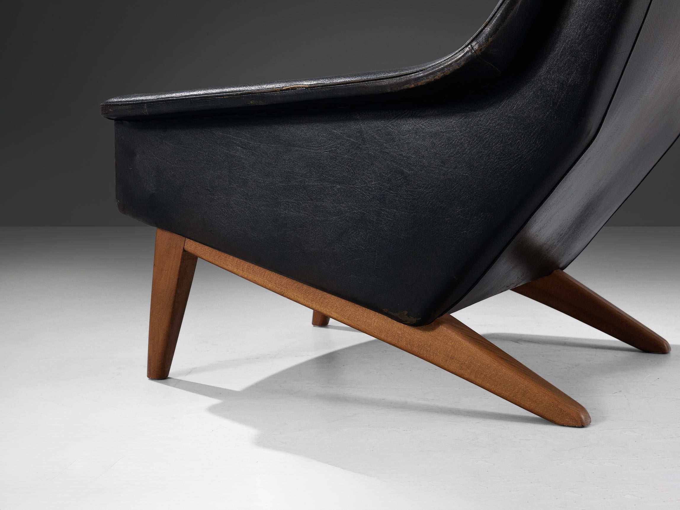 Folke Ohlsson Lounge Chair in Black Leather