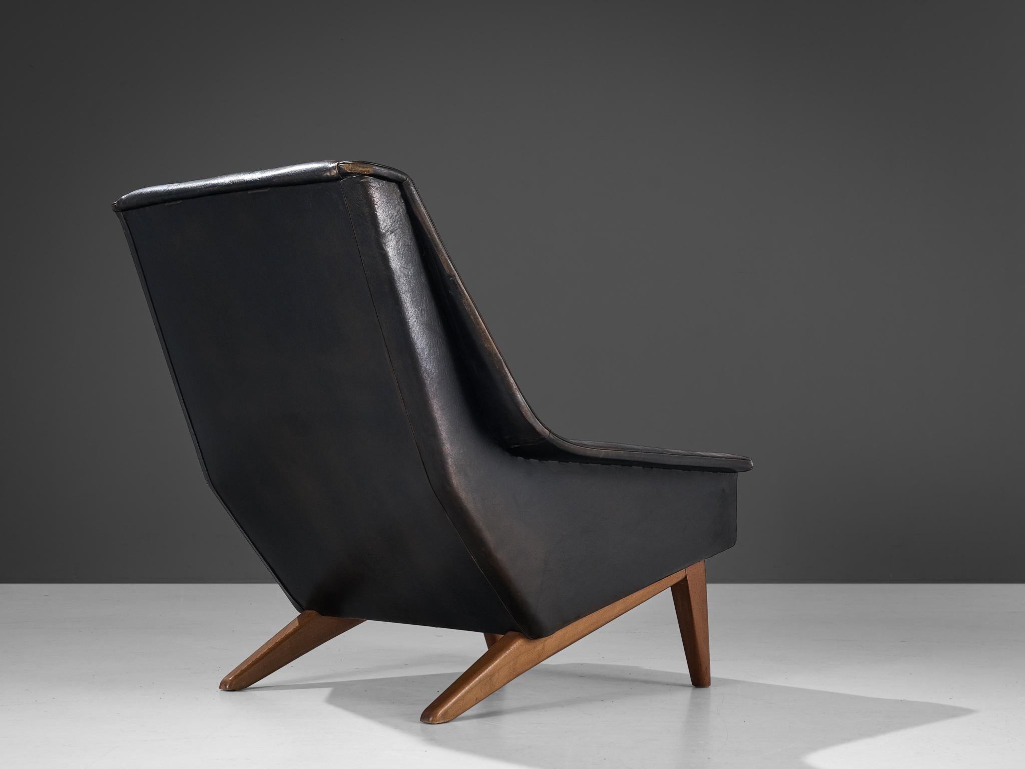 Folke Ohlsson Lounge Chair in Black Leather