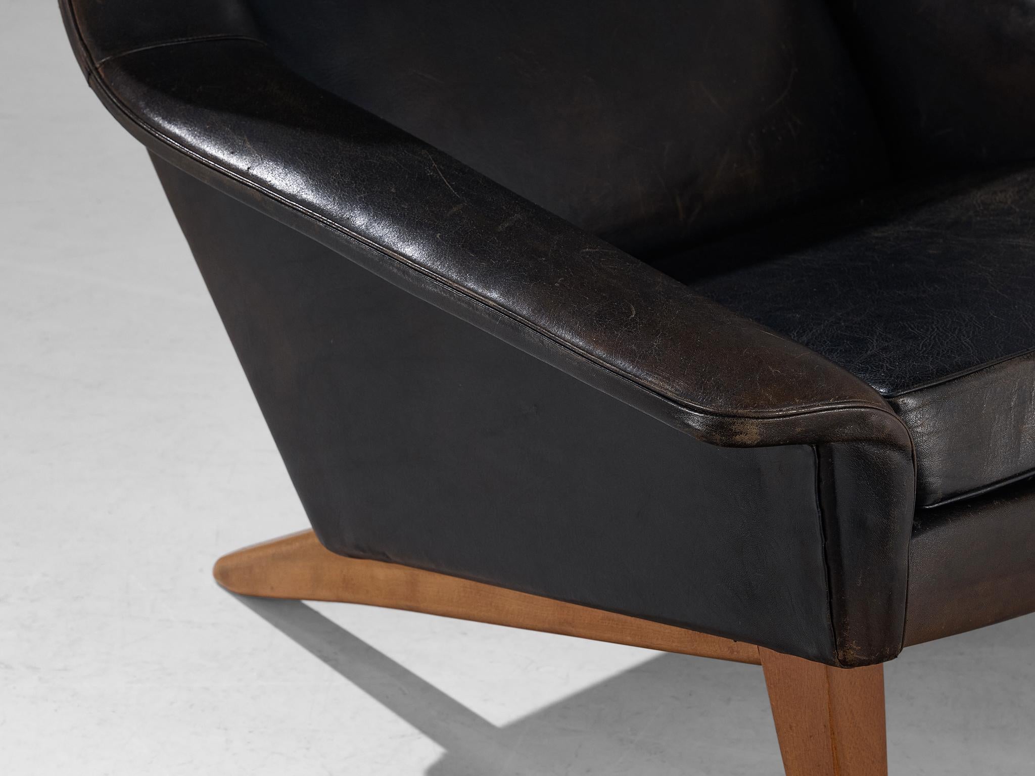 Folke Ohlsson Lounge Chair in Black Leather