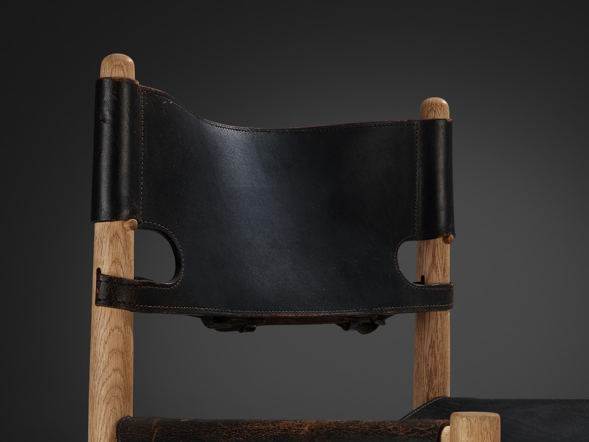 Børge Mogensen for Fredericia Armchair in Oak and Black Leather