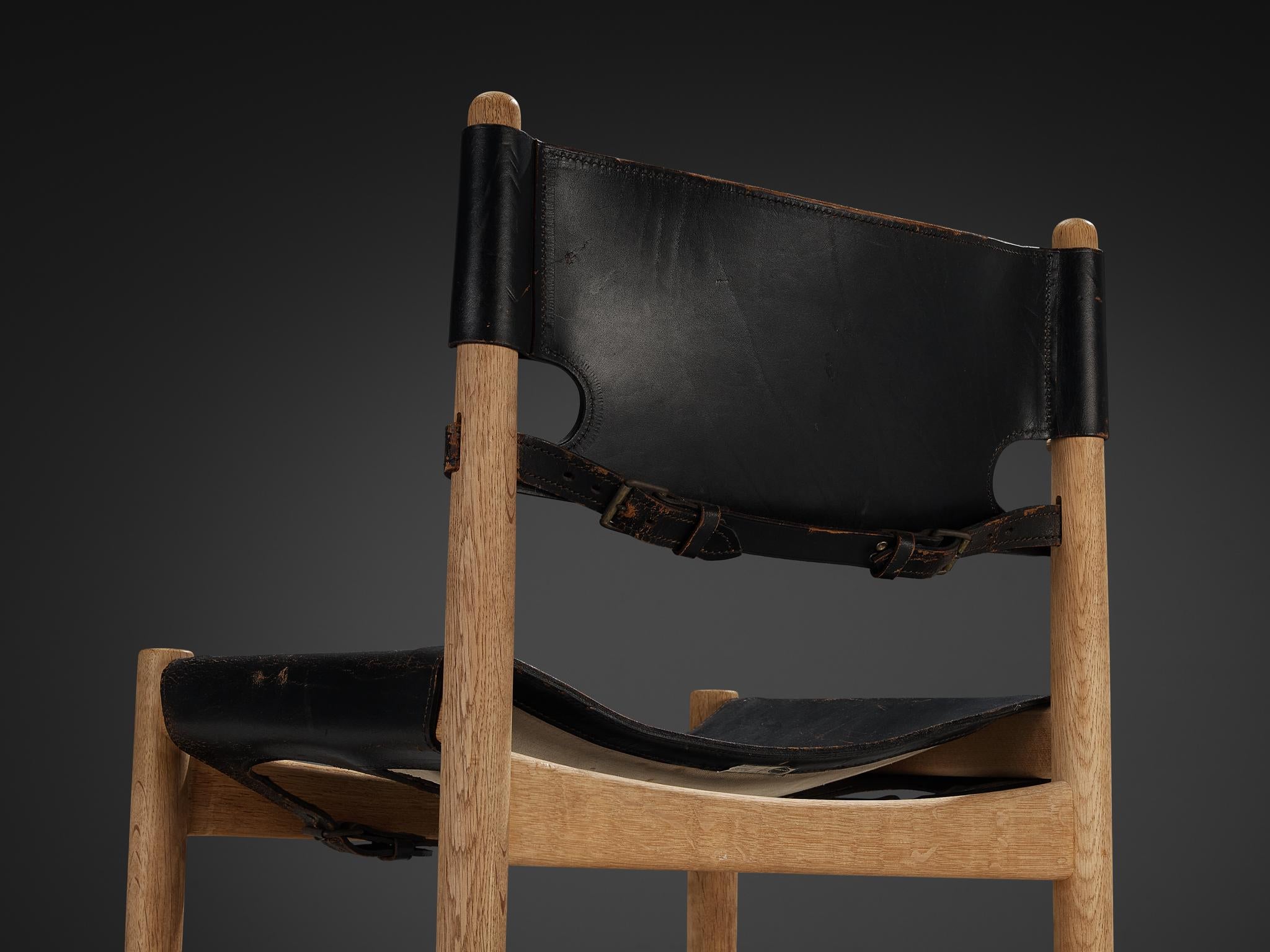 Børge Mogensen for Fredericia Armchair in Oak and Black Leather