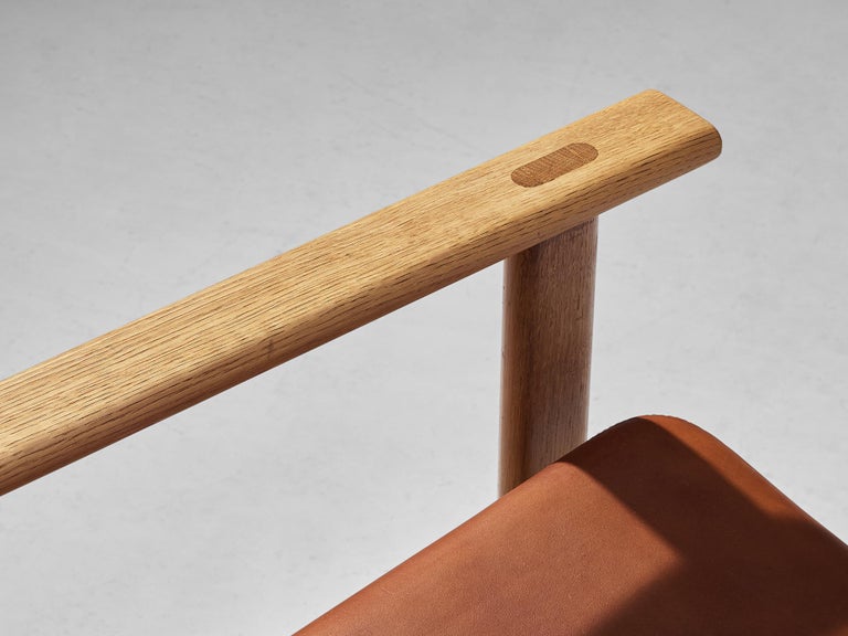 Arne Jacobsen for Fritz Hansen Easy Chair in Oak and Cognac Leather