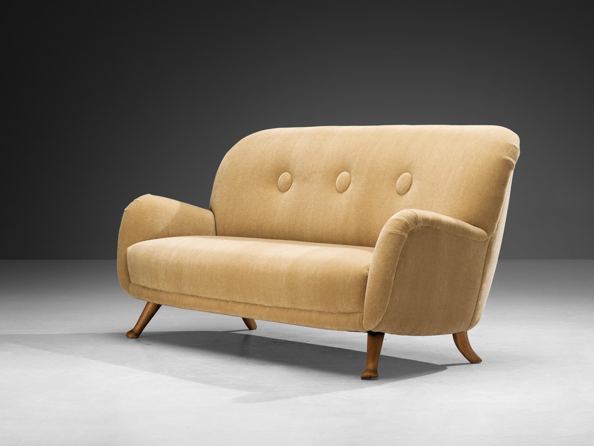 Berga Mobler Sofa in Beige Mohair Upholstery