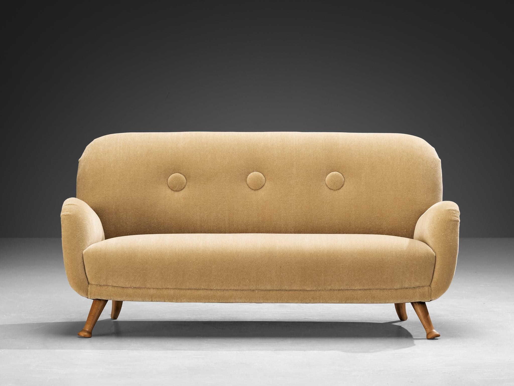 Berga Mobler Sofa in Beige Mohair Upholstery