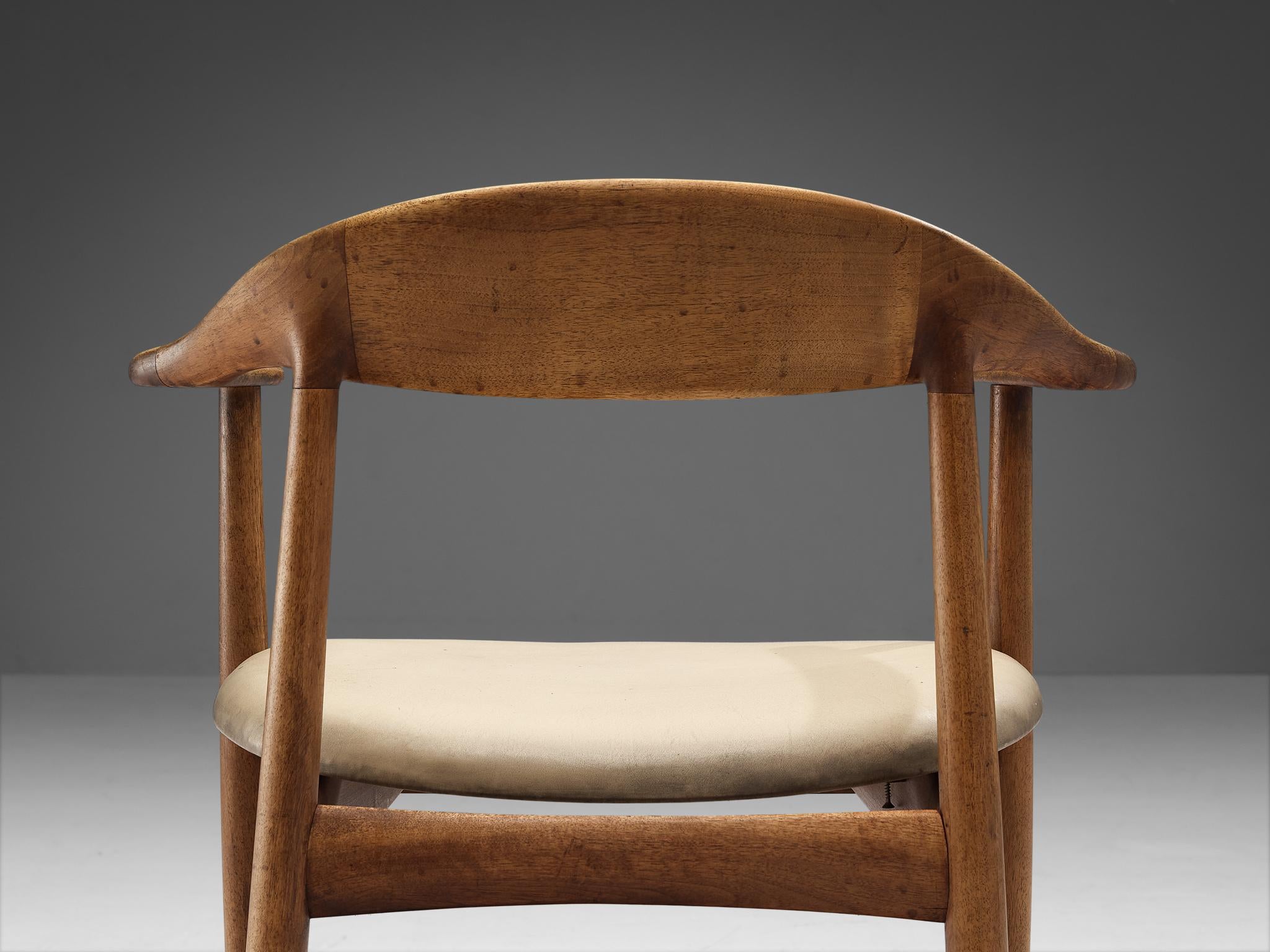 Kurt Østervig Armchair in Teak and Beige Leather