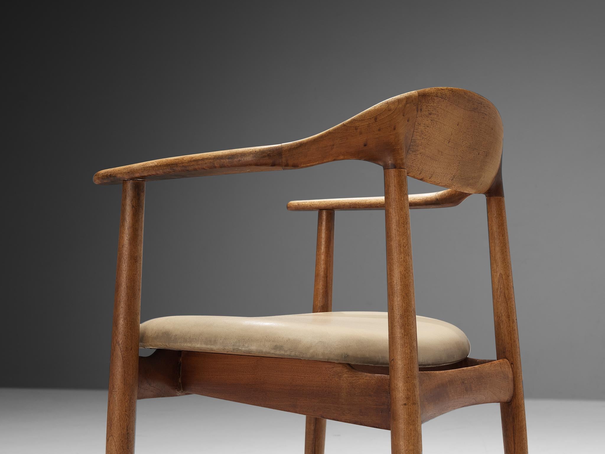 Kurt Østervig Armchair in Teak and Beige Leather