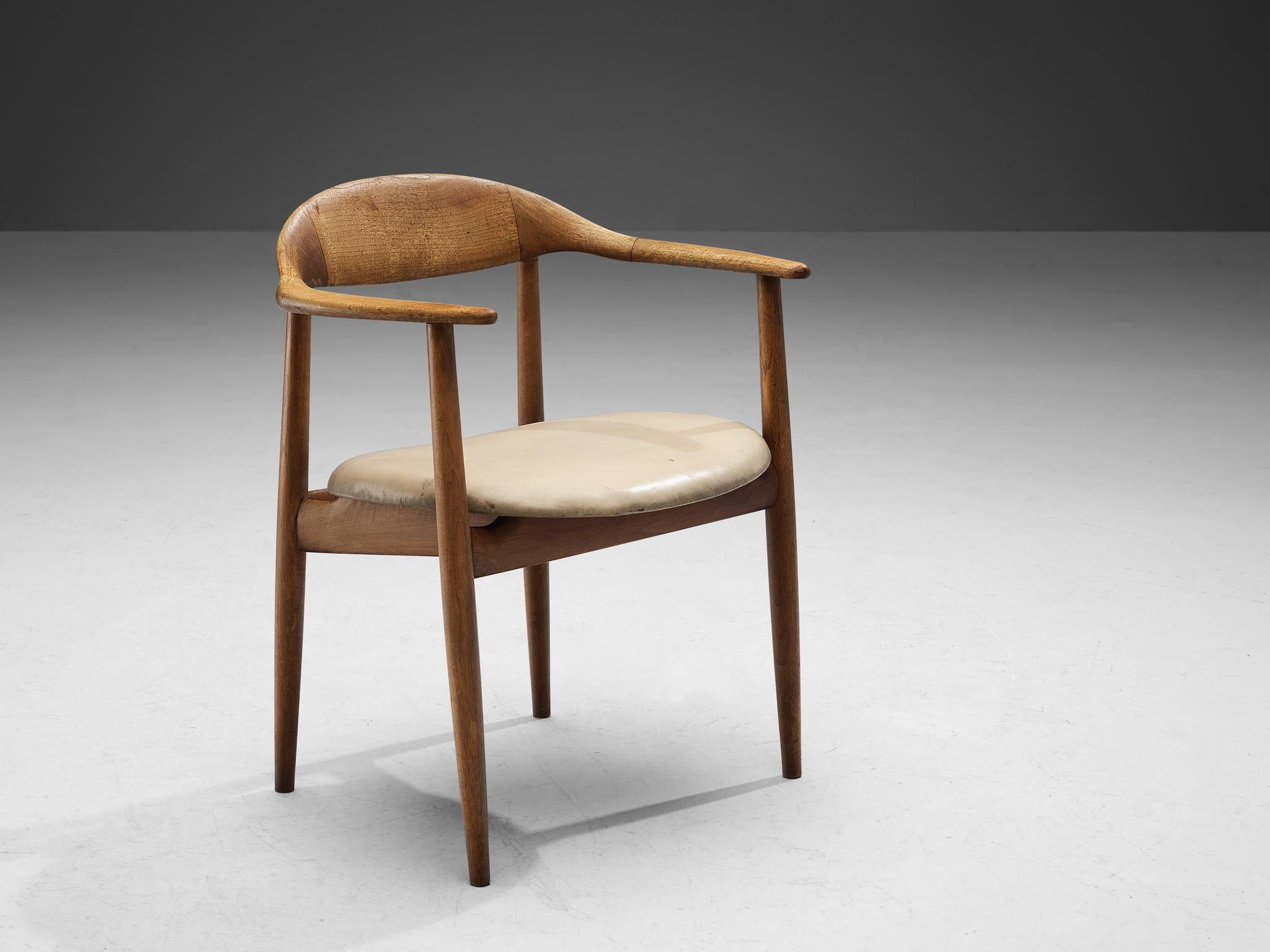 Kurt Østervig Armchair in Teak and Beige Leather