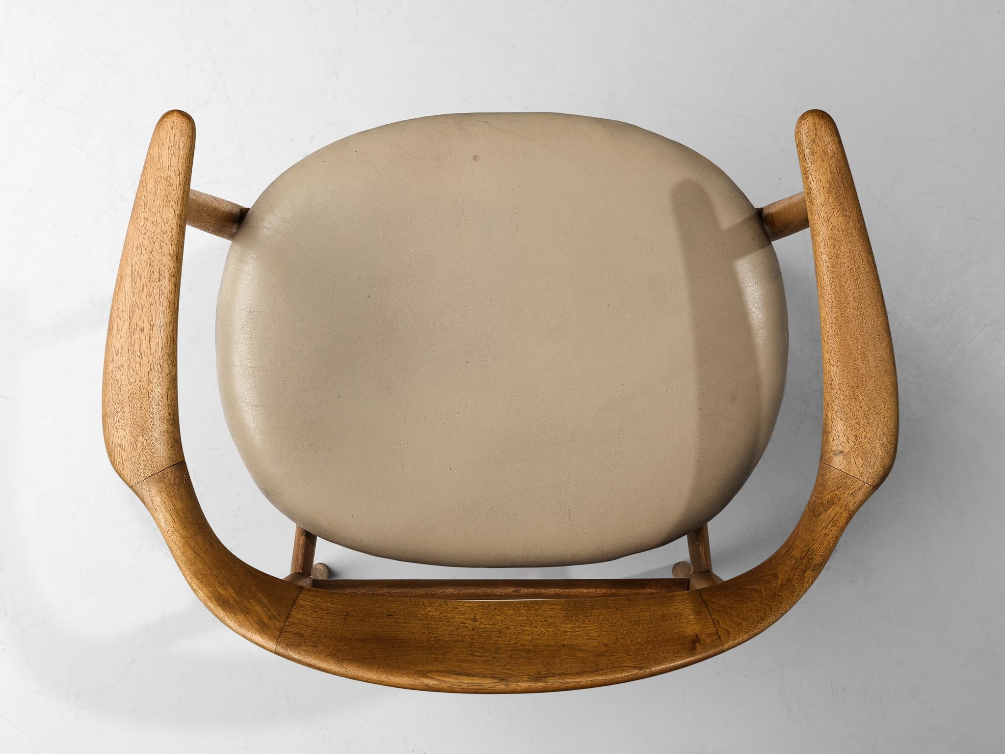 Kurt Østervig Armchair in Teak and Beige Leather