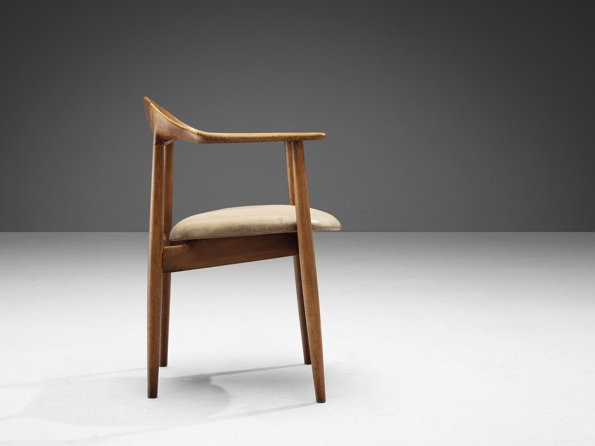 Kurt Østervig Armchair in Teak and Beige Leather