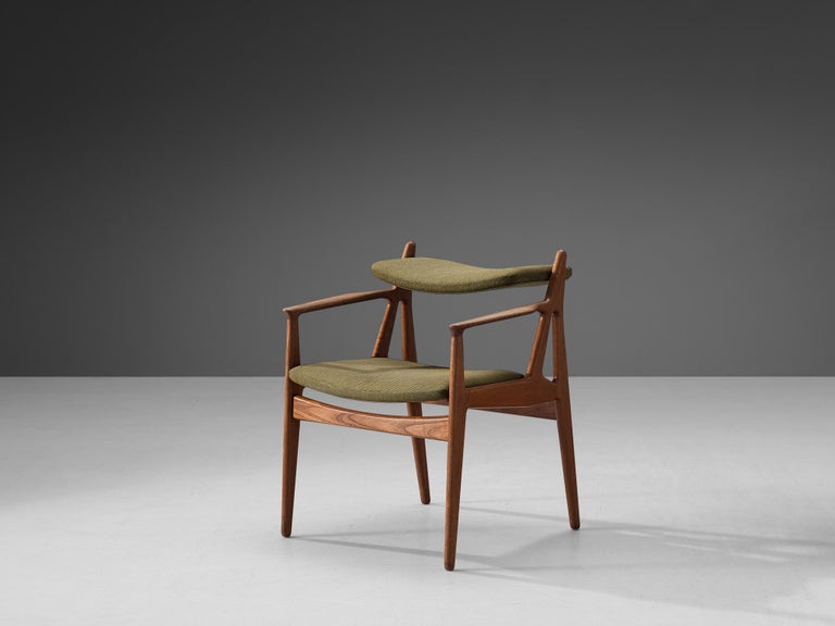 Arne Vodder for Vamo Møbelfabrik Pair of Armchairs in Teak and Green Fabric