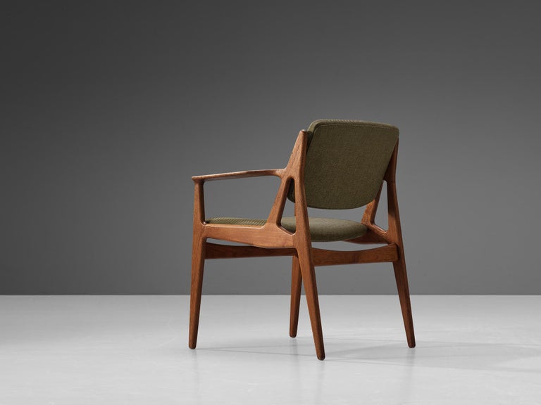 Arne Vodder for Vamo Møbelfabrik Pair of Armchairs in Teak and Green Fabric