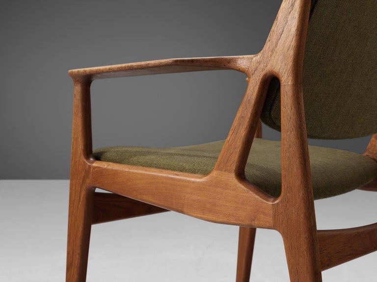 Arne Vodder for Vamo Møbelfabrik Pair of Armchairs in Teak and Green Fabric