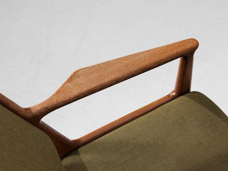 Arne Vodder for Vamo Møbelfabrik Pair of Armchairs in Teak and Green Fabric