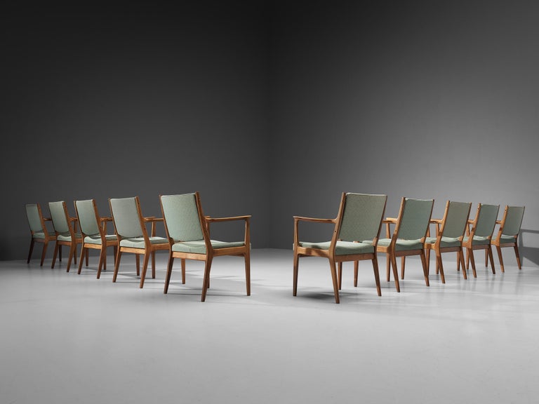 Large Set of Ten Danish Armchairs in Walnut