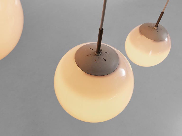 Playful Pendant with Six Spheres in Opaline Glass