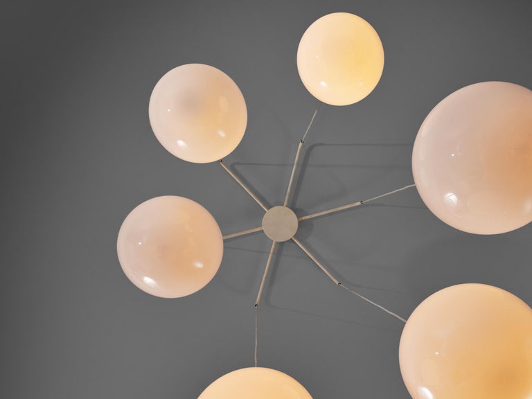 Playful Pendant with Six Spheres in Opaline Glass