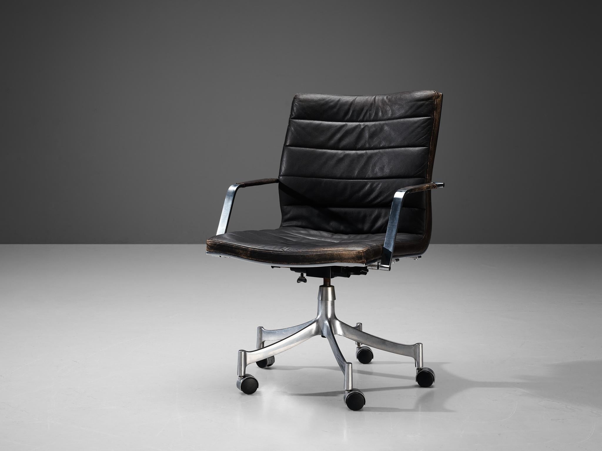 Jørgen Lund and Ole Larsen for Bo-Ex Desk Chair in Black Leather