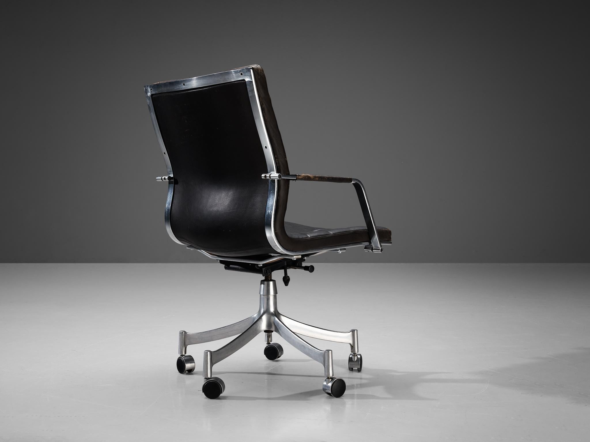 Jørgen Lund and Ole Larsen for Bo-Ex Desk Chair in Black Leather