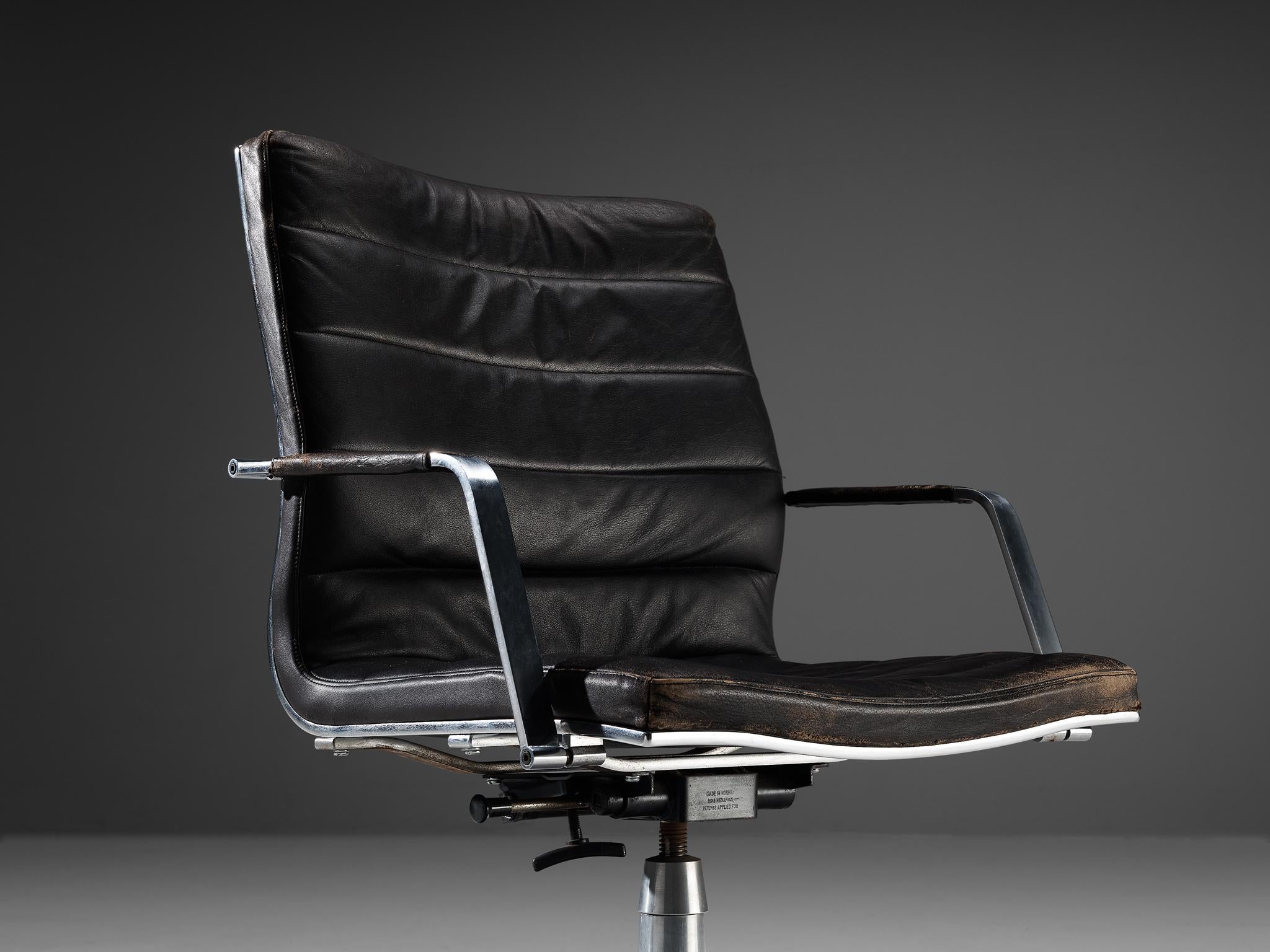 Jørgen Lund and Ole Larsen for Bo-Ex Desk Chair in Black Leather