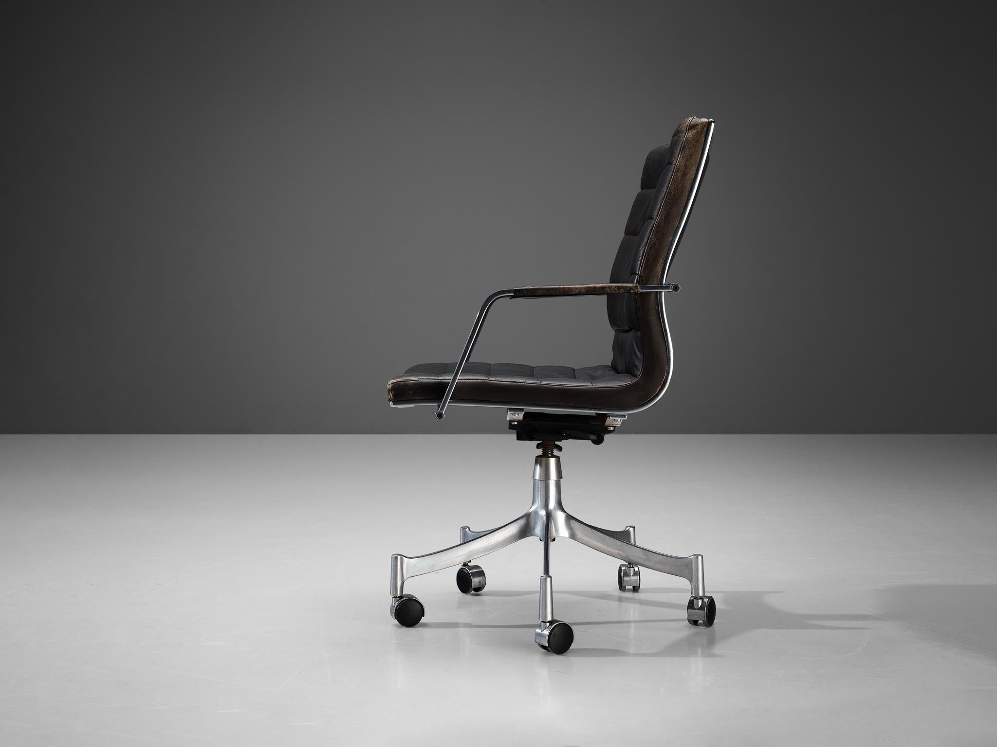 Jørgen Lund and Ole Larsen for Bo-Ex Desk Chair in Black Leather