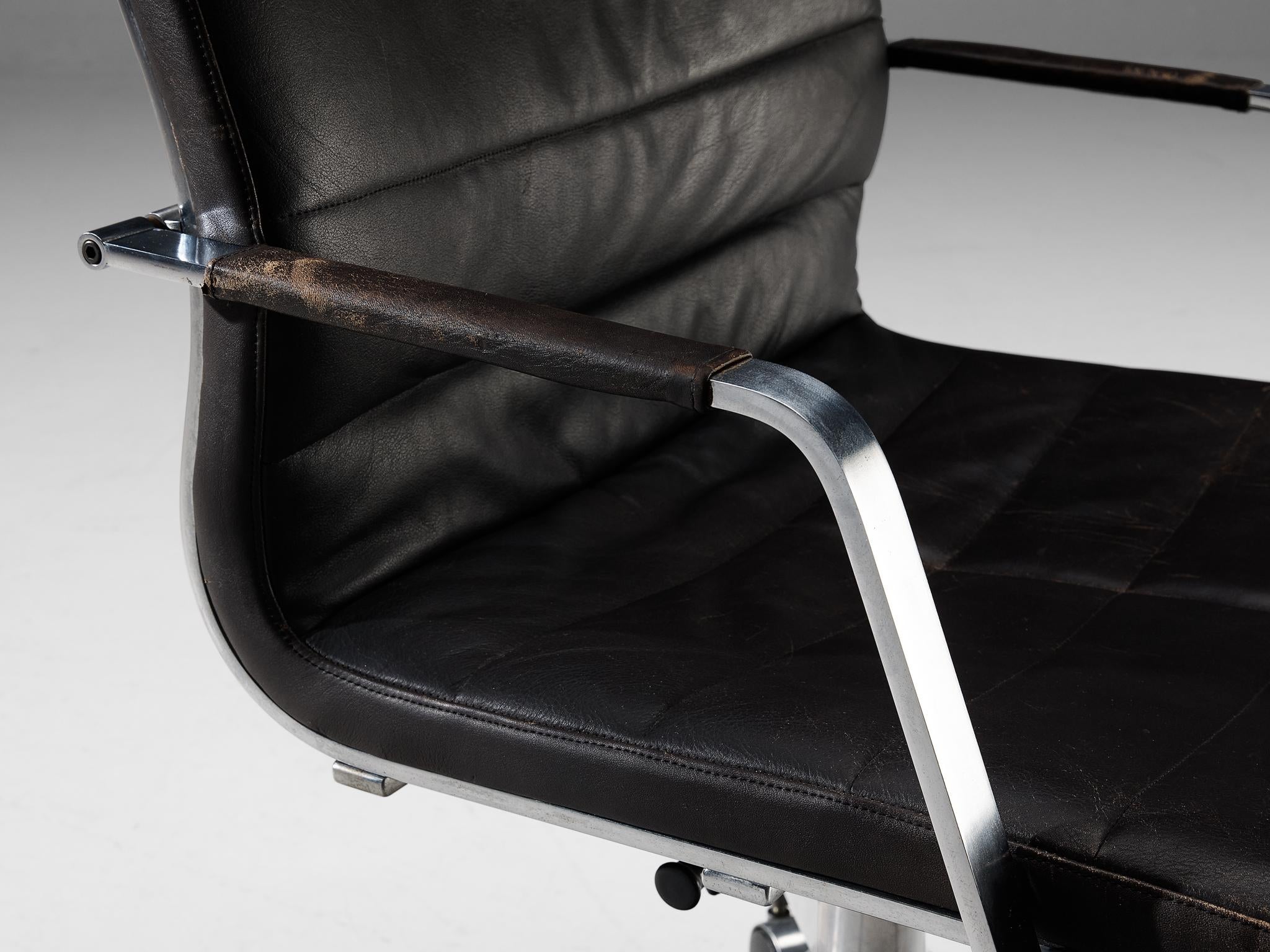 Jørgen Lund and Ole Larsen for Bo-Ex Desk Chair in Black Leather