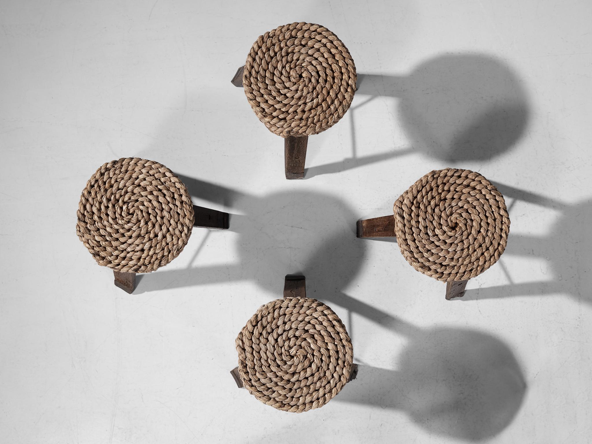 Adrien Audoux and Frida Minet Stools in Oak and Straw