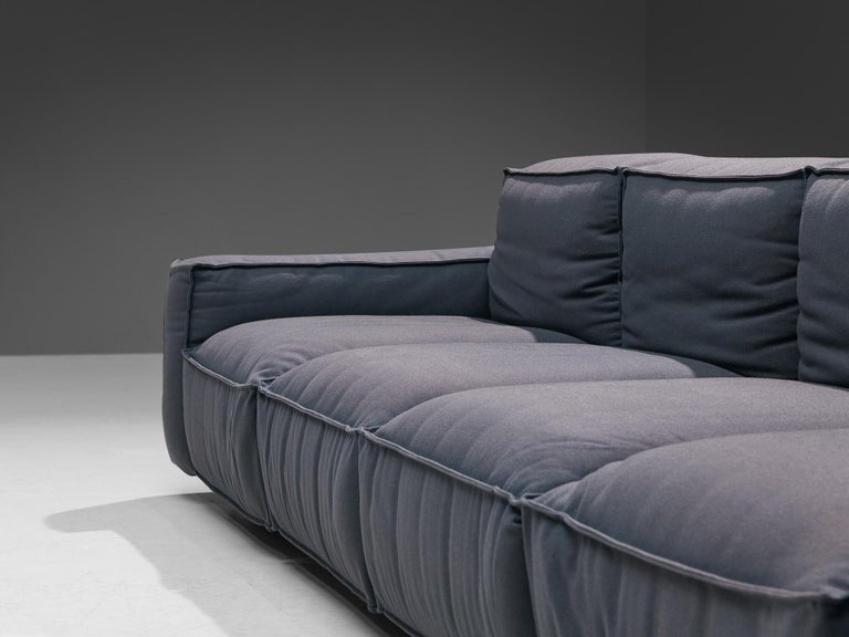 Mario Marenco for Arflex Four-Seater Sofa in Blue Woolen Upholstery