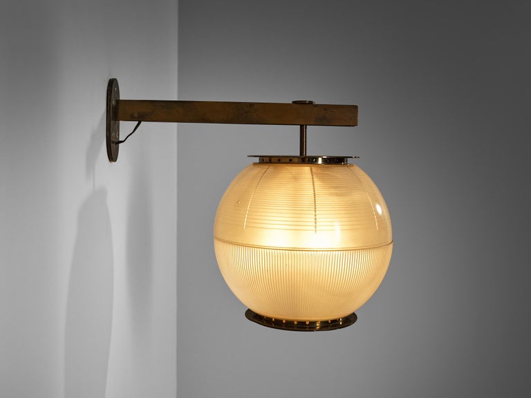 Ignazio Gardella "Doppio Vetro" Wall Light in Brass and Glass