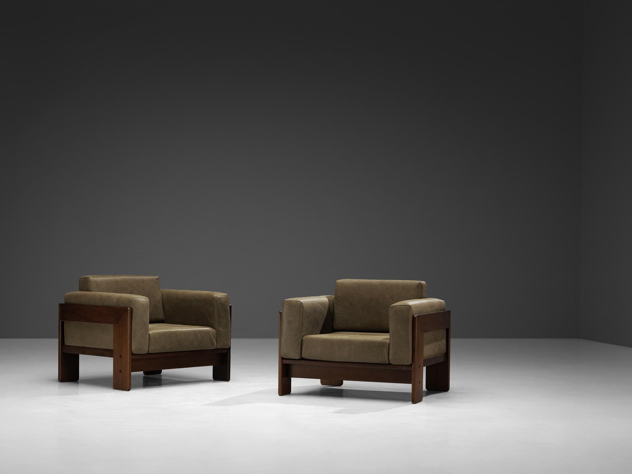 Afra & Tobia Scarpa for Cassina Pair of 'Bastiano' Lounge Chairs in Leather