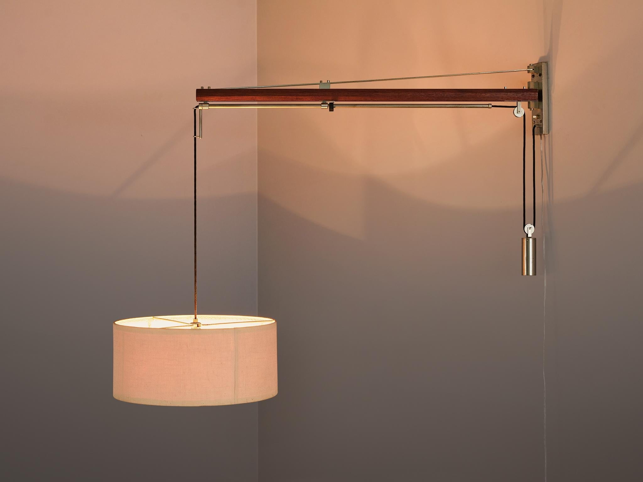 Tito Agnoli for O-luce Wall Light in Teak and Brass