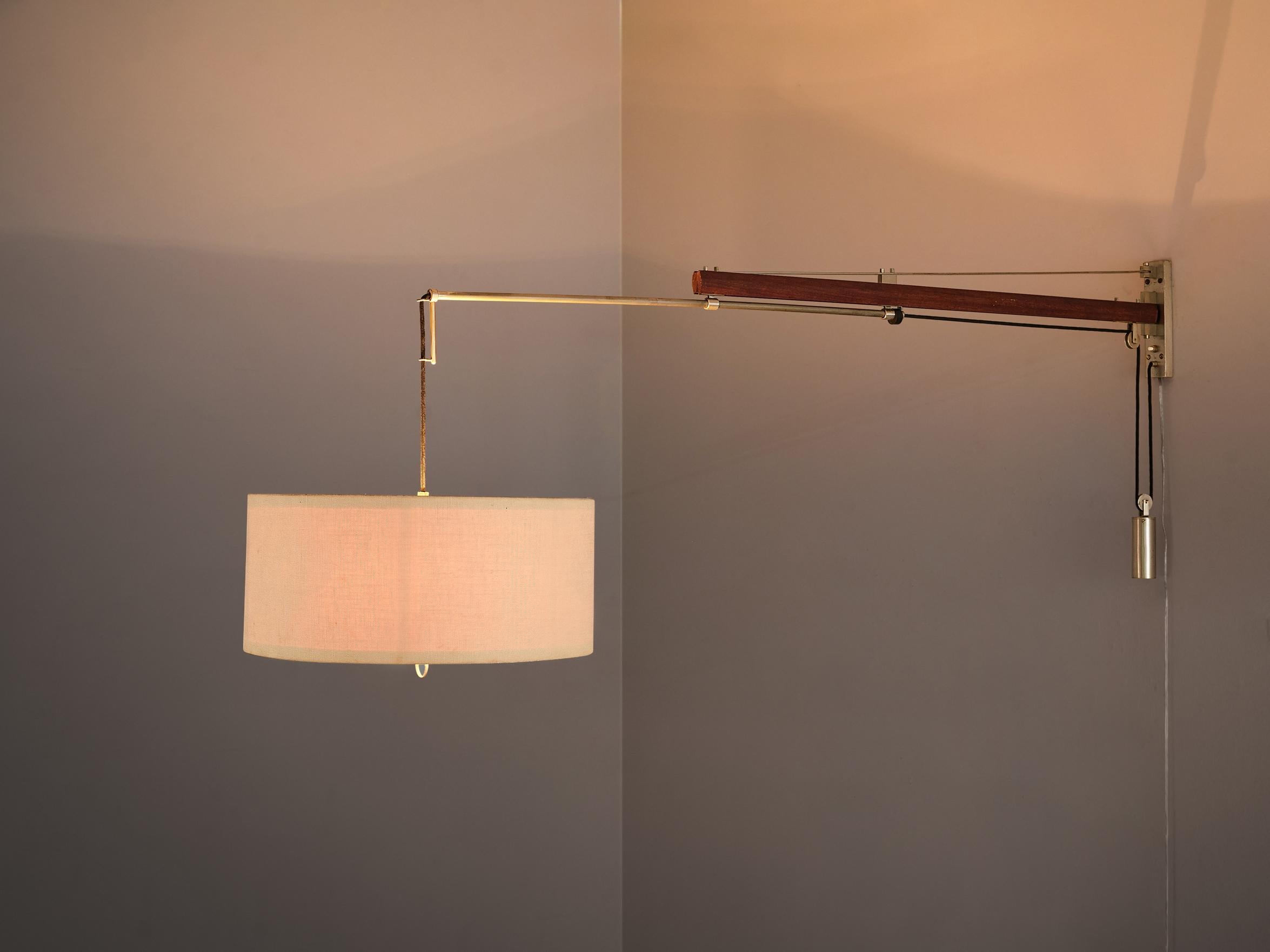 Tito Agnoli for O-luce Wall Light in Teak and Brass