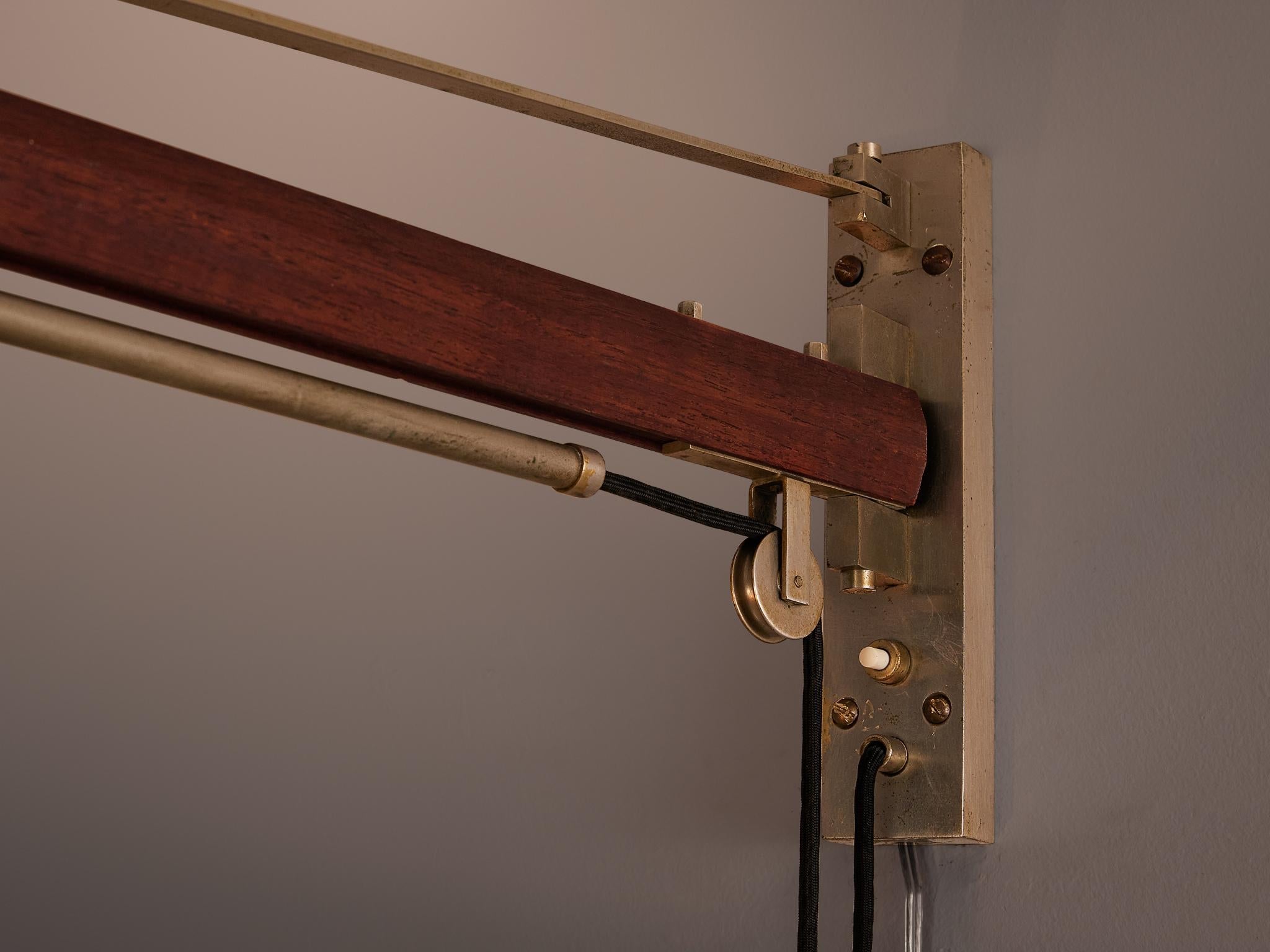 Tito Agnoli for O-luce Wall Light in Teak and Brass