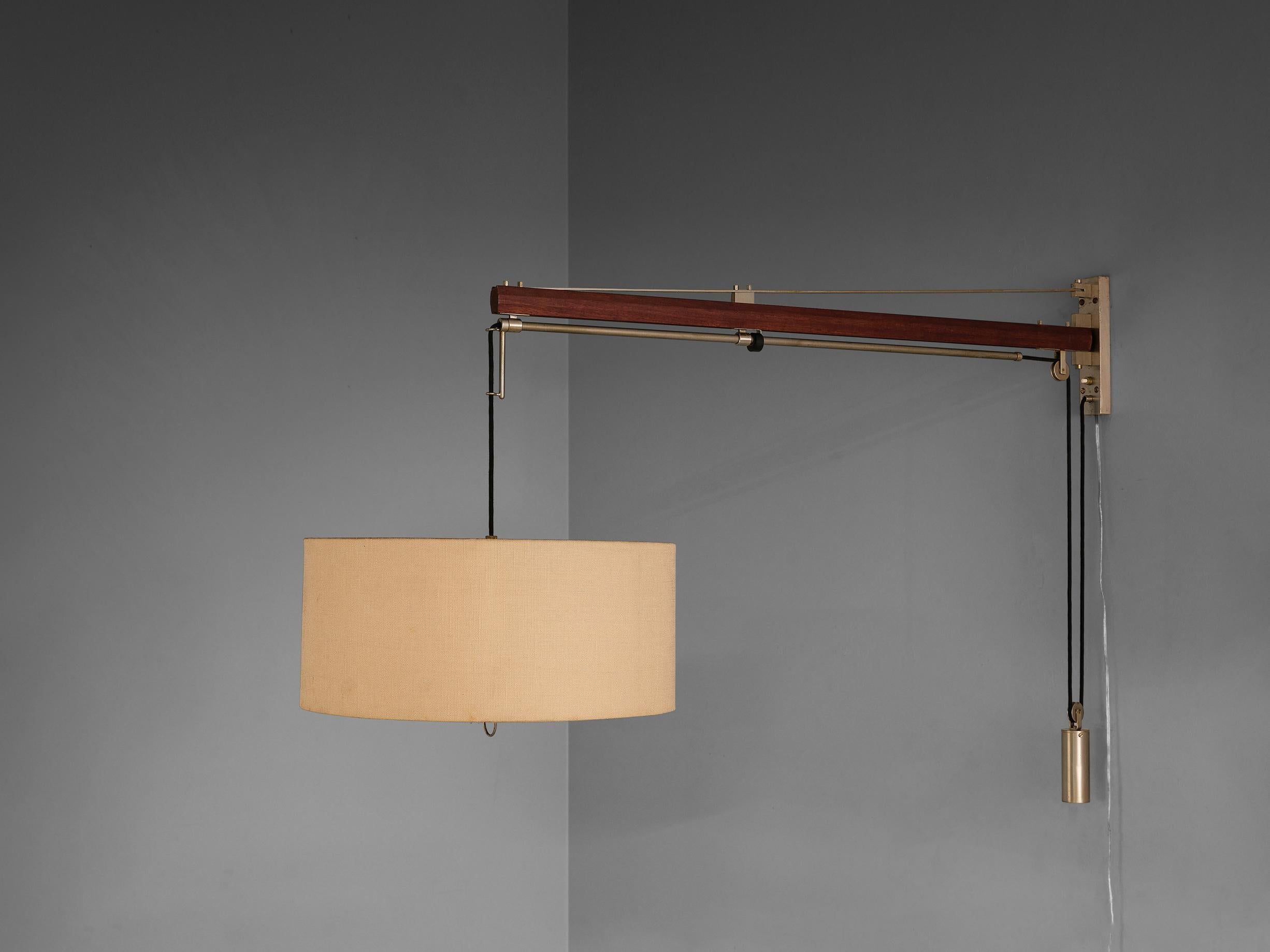 Tito Agnoli for O-luce Wall Light in Teak and Brass