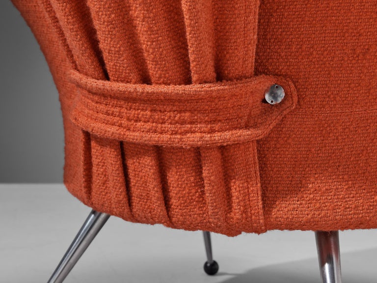 Marco Zanuso for Arflex 'Martingala' Easy Chair in Coral Red Upholstery