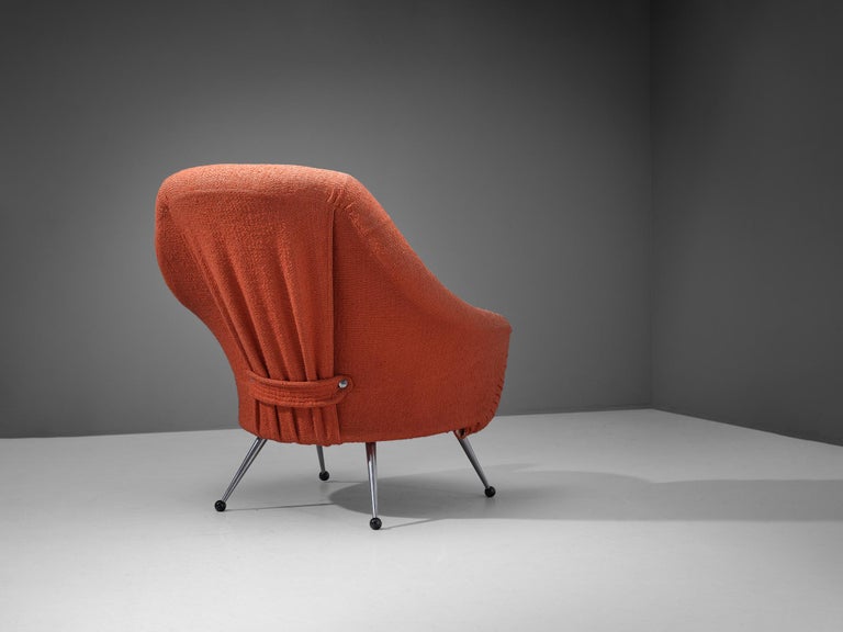 Marco Zanuso for Arflex 'Martingala' Easy Chair in Coral Red Upholstery