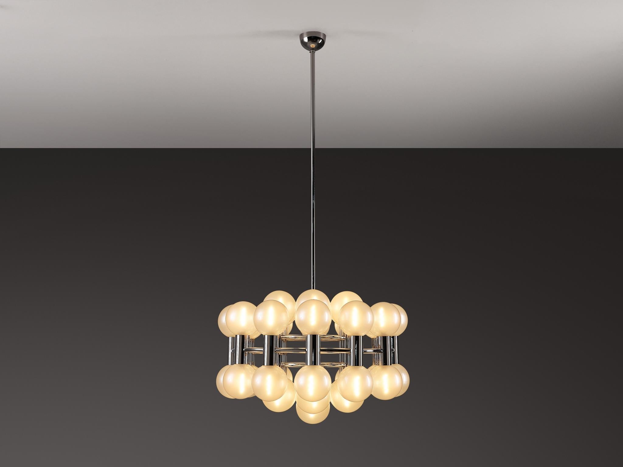 Motoko Ishii for Staff Leuchten Chandelier in Chrome with Glass Orbs