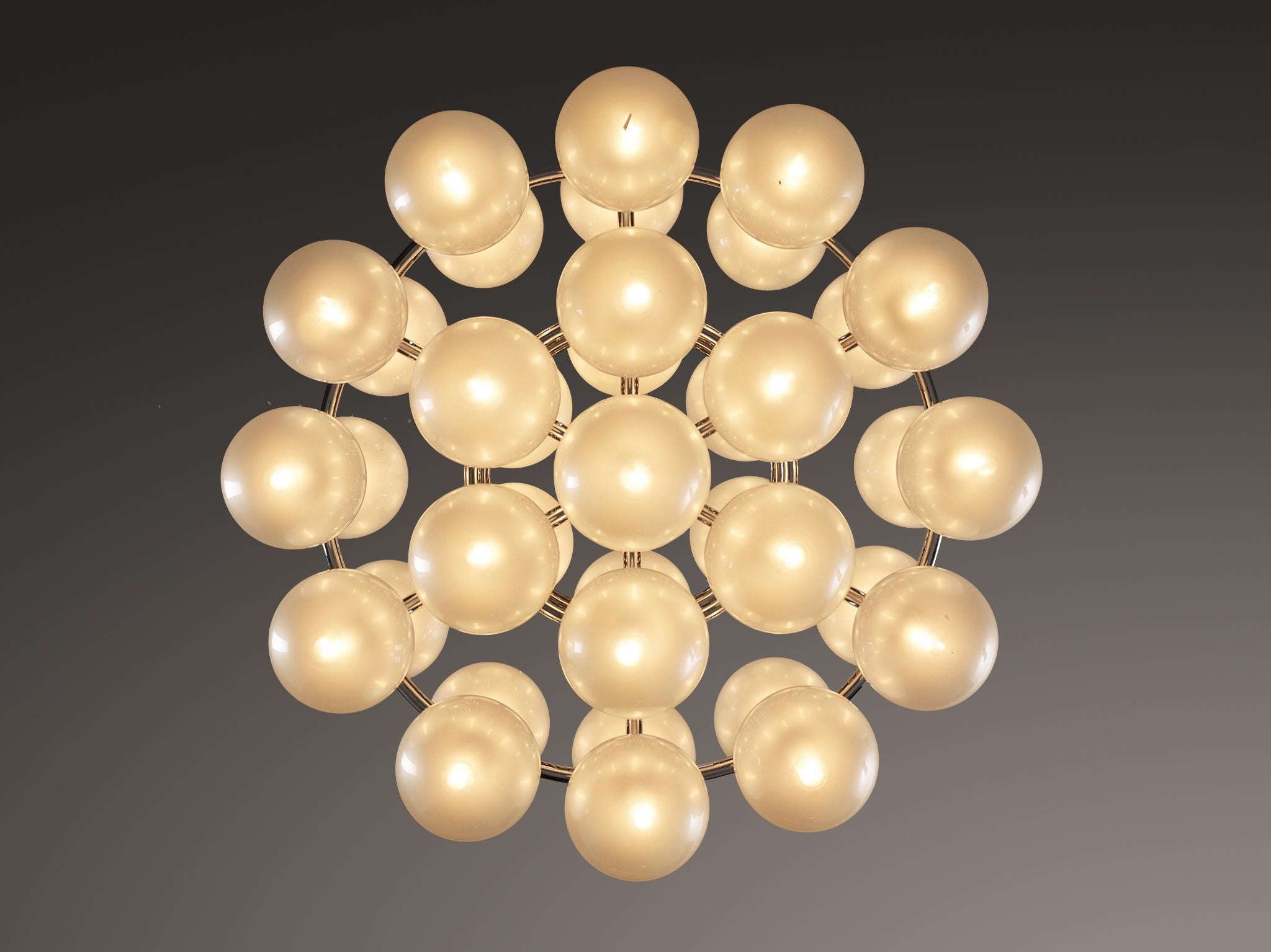 Motoko Ishii for Staff Leuchten Chandelier in Chrome with Glass Orbs