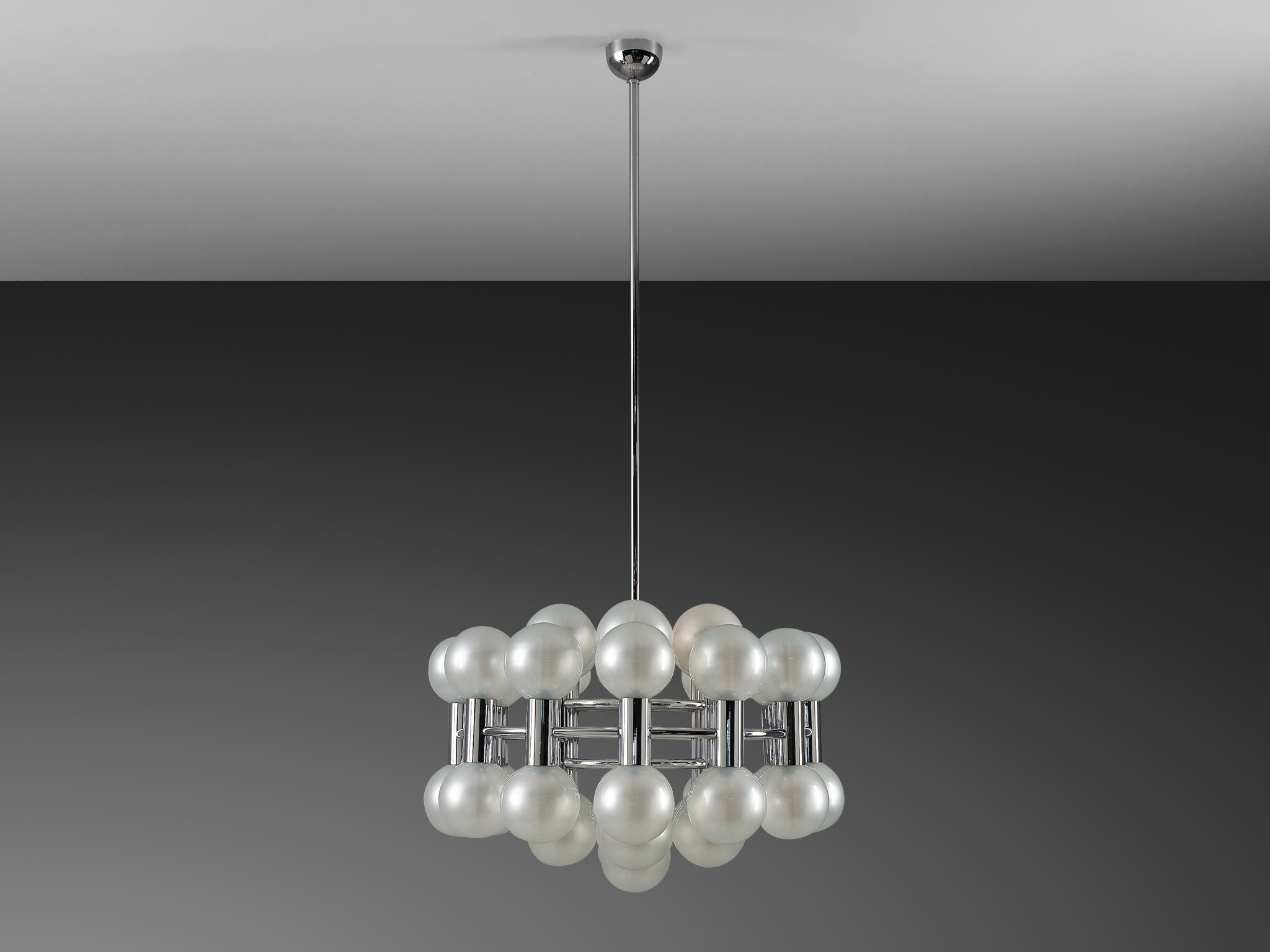 Motoko Ishii for Staff Leuchten Chandelier in Chrome with Glass Orbs