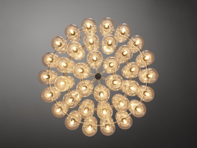 Motoko Ishii for Staff Leuchten Large Chandelier in Chrome with 72 Glass Orbs